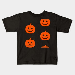 Rotund Jack-O-Lantern Tile (Orange) Kids T-Shirt